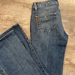 Paige “laurel canyon” low rise boot cut distressed jeans